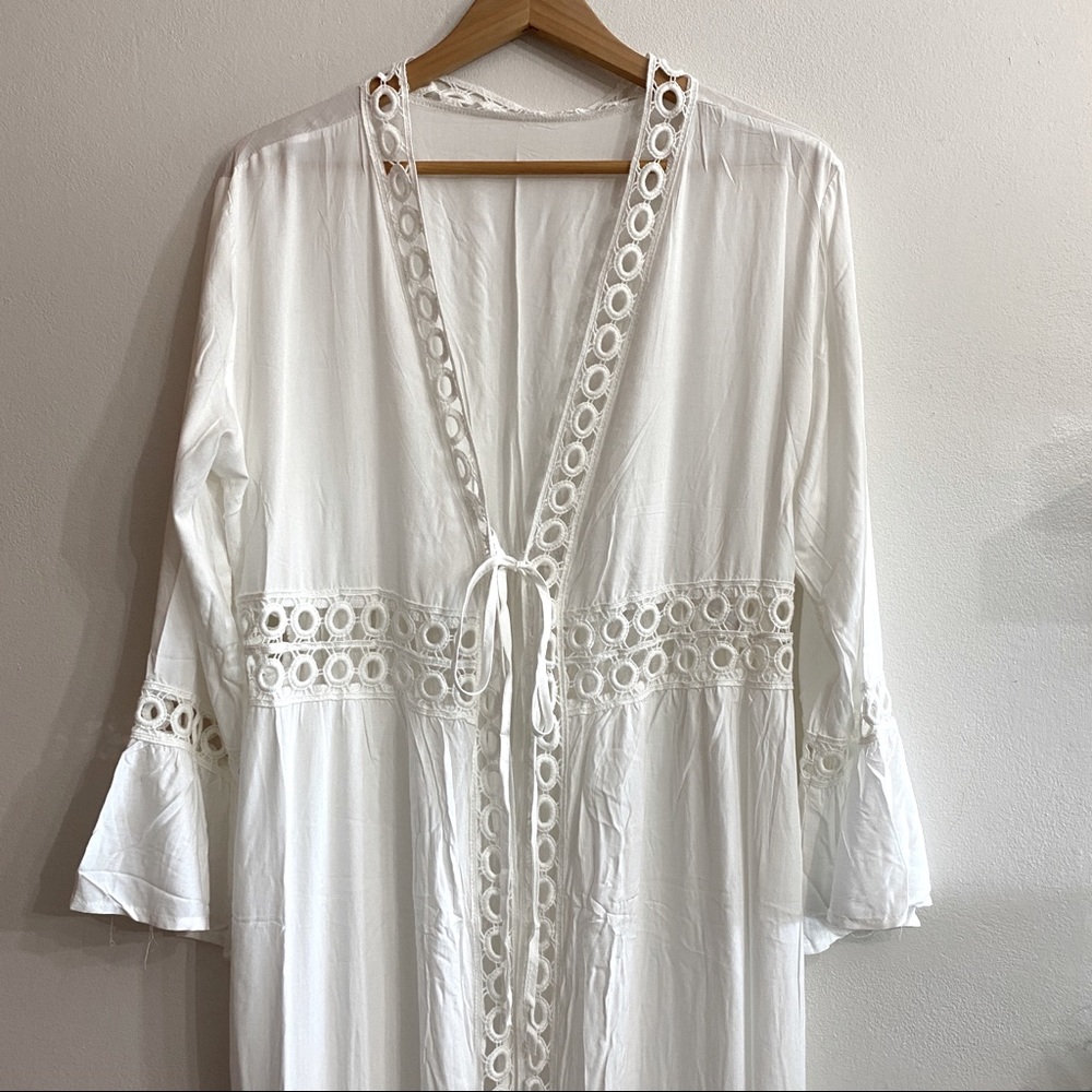 Beach Cover up White Eyelet